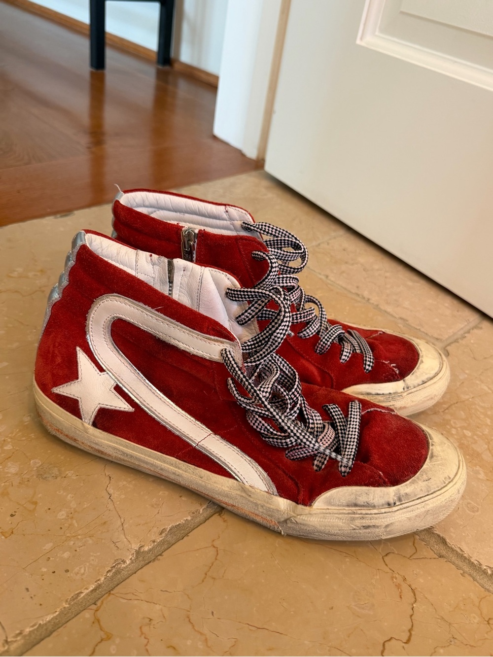Golden Goose Red High-Top Sneakers with White Star size 42